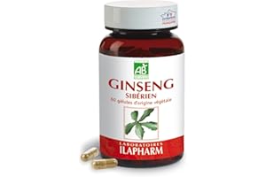 Laboratoires Ilapharm - GINSENG SIBERIEN BIO - Renforcez votre organisme - Tonus & vitalité - Flacon de 60 gélules
