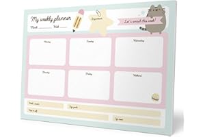 GRUPO ERIK Planificador semanal A4 Pusheen Foodie - Weekly planner : Planner Sin Fecha - Organizador semanal escritorio [54 págs. con Alto Gramaje]| Papelería Kawaii