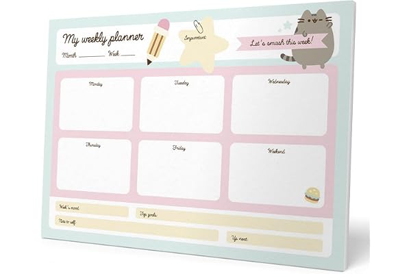 Grupo Erik - Bloc Notes A4 Pusheen Foodie Collection, Semainier | Sous-Main Bureau, Planner Hebdomadaire | Papeterie de Bureau, To Do List, Blocs Mémo, Fournitures Scolaires