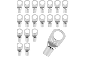 Jecdfs 20 Terminales de Cable M6 de 6 mm² en Cobre Engrosado Sin Aislamiento, Superficie Estañada y Resistente a la Oxidación para Conexiones Eléctricas Seguras