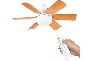 ‎EAGERMINDS Deckenventilator mit Beleuchtung und Fernbedienung, 40W E27 Kleiner Leise Deckenventilatoren mit 3 Geschwindigkeiten, Flacher Deckenventilator Dimmbarer Holzmaserung Deckenlampe mit Ventilator (Braun)