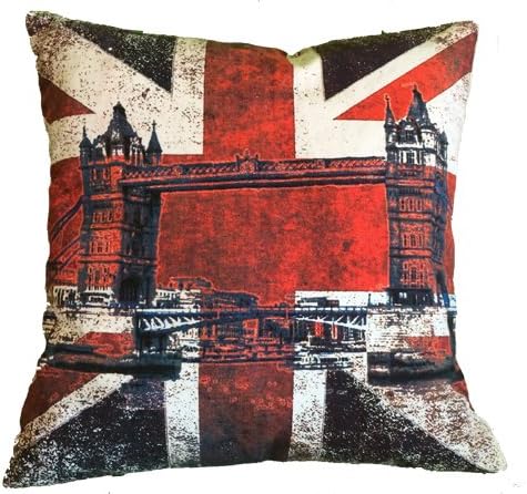 Cushion cover Union Jack England Tower Bridge Decorative Pillow Decorative Pillow, Fabric, Kissenhülle weiß, 45 cm x 45 cm