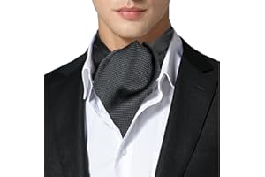 Remo Sartori - Foulard Uomo Ascot Doppia Pala in Seta Grigio Microfantasia, Made in Italy, Uomo