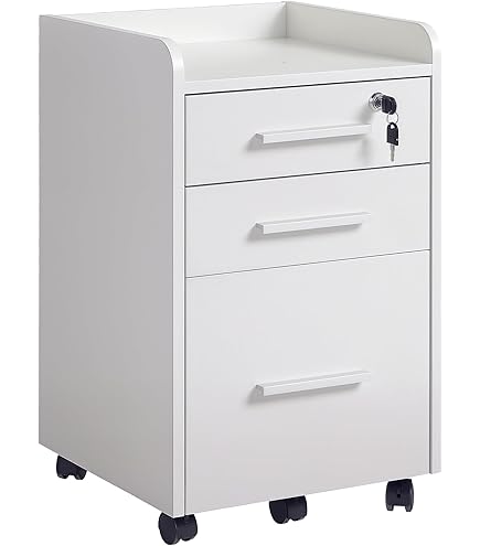 Cassettiera Su Ruote 2 Cassetti | Serratura Per Documenti DIN-A4 | Guide Telescopiche | Ruote Bloccabili | Nero - Foto 8