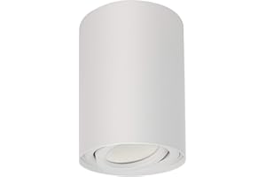 ‎MACLEAN Maclean MCE422 W lampa sufitowa z oprawką GU10 do żarówek LED i halogenowych do 40 W, natynkowa, wychylna, aluminiowa (biała, 1 sztuka - okrągła)