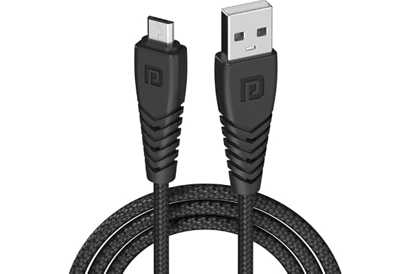 Portronics Konnect B Micro USB Cables For Fast Charging & Data Sync 3.0 Amp with PVC Heads I Nylon Braided I 1 mtr(Black)