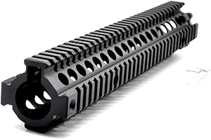 TRIROCK Two-Pieces Design 12.7 inch Drop-in Black Quad Rail handguard for MK18 Rifle Interface System for Fitting .223 Cal.