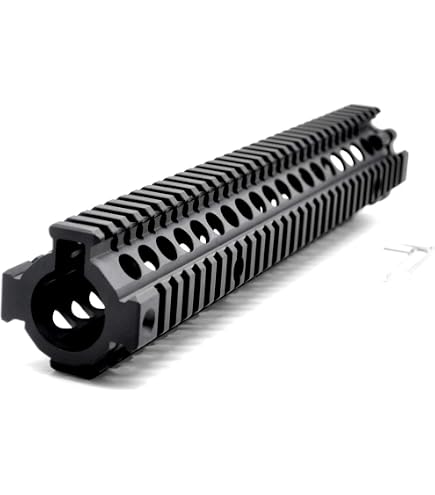 Handguard AR15 Free Float In Alluminio Anodizzato Nero - Lunghezza 10 Pollici, Sistema M-LOK, Bordo Smussato, Incluse Dado Canna In Acciaio, Per Fucili .223/5.56