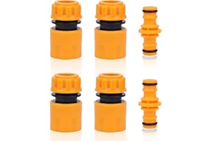 LVZHEN Set of 6 Garden Hose Connectors Set, 4 Pcs Hose End Quick Connectors and 2 PCS Double Male Hose Connectors