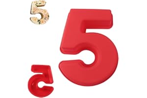 QEEYON 10 inch Large Silicone Number Cake Moulds, Number 5 Cake Tin Mould, Cake Pan Silicone Cake Tins for DIY Baking Birthday Wedding Anniversary, BPA Free, Non-Stick (Number 5)