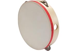 Tamburin Handtrommel Tambourin aus Holz, Musikinstrument für Kinder D: 20 cm aus Holz mit 5 Schellen - 3833