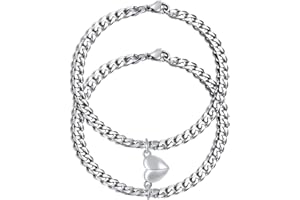 TempBeau Bracelets de Couples Je t‘Aime : 2Pcs Chaîne Gourmette Homme 18cm 21cm Acier Inoxydable pour Couples Amoureux Femmes Hommes Cadeaux Romantiques Saint Valentin Mariage