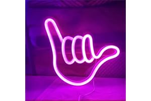 QiaoFei Luces de neón con forma de mano, para colgar luces decorativas de neón con USB o funciona con pilas, para el hogar, dormitorio, bar, restaurante,Navidad,cumpleaños,fiesta,regalo, color rosa