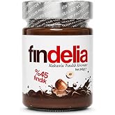Fındelia %45 Fındıklı Kakaolu Fındık Kreması 340 g | Par&ccedil;acıklı Kahvaltılık S&uuml;r&uuml;lebilir Krema | Yoğun Fındık ve Kakao Lezzeti