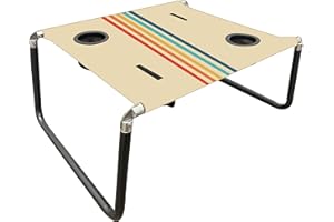 Neso Przenośny stół plażowy z uchwytem na kubek, kieszenie na telefon komórkowy, lekki na pikniki i parki (tęczowy)