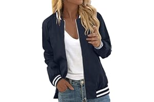 ‎SKFLABOOF College Jacke Damen | Sommer Damenjacken Vintage Elegante Bluson-Damen Blouson Leicht Classic Bomberjacke Reissverschluss Dünne Sommermantel Jacken Für Damen Den Übergang
