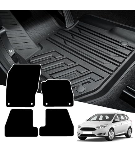 thumbnail image 2 of Custom Tailored Black Velour Floor Mats For Ford Focus Mk3 2011-2016 – Set Of 4 With Logo 2 of 6