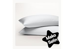 ‎SERALINO Seralino Satin Kissenbezug 40 x 80 Hellgrau (2er Set) 100% Bio Baumwolle, Oeko-Tex, atmungsaktiv, weich wie Seidenkissenbezug 40x80, auch als Dekokissen, 40x80cm Kissenbezug mit Reißverschluß