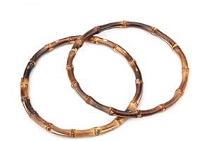 GAROSA 2 asas de bambú para monedero, asas de madera de bambú con forma redonda para bolsos hechos a mano, accesorios para bolsos DIY