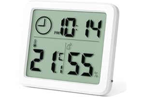 Newaner mini Termometro Digital Casa Interior, Higrómetro de Pantalla Grande Portátil Profesional con Reloj, Medidor Humedad Blanco Preciso, Sensor Temperatura Humedad para el Hogar, la Oficina