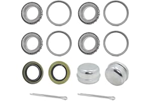 FUSHIBEARING 2 Set Fits for 1-1/16'' Axles Trailer Wheel Hub Bearings Kit, L44649/L44610,1.0625" ID, 1.9800" OD, 0.560" Width，12192TB Seal OD 1.980'',Dust Cover and Cotter Pin.
