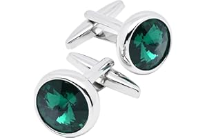 Jonwo Polyhedral Green Crystal Men's Cufflinks In Gift Case Silver Metal Gemstone Cufflinks for Men Jewelry for Wedding Party Business Birthday Anniversary Dress
