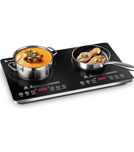 TZS First Austria Dubbele Inductiekookplaat 3500W | 10-niveau temperatuurregeling | Timer | Kinderbeveiliging | Ideaal voor kamperen en mobiel