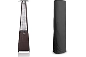 BU-KO Chauffage Gaz Terrasse | Extérieur: Jardin, Camping, Barbecue | rotin brun 13kw Radiateur de Conception pyramidale au Propane - 13kw | Roues | Cheminée en Acier Inoxydable GPL