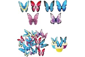 DKDXID 40pcs Mariposas Decorativas Tartas Mariposas Comestibles para Tartas Decoracion Pastel Mariposas Papel de Arroz Adornos Comestibles para Tartas Mariposa Cake Topper Cupcake para Boda Cumpleaño