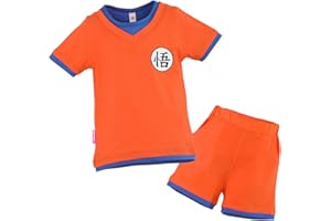 PAPAPANDA Disfraz Infantil para Goku Camiseta Pantalones Cortos chándal Naranja Azul para niños pequeños 3 años
