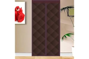 HUAXIQUE Magnet Wärmeschutzvorhang für Türen Thermovorhang Verdunklungsgardine Türvorhang Thermo kälteschutz Filz für türen Balkontür Außentür Wohnzimmer105x205cm Braun