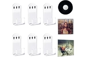 HAOXYO 6 Pezzi Porta Vinili da Parete,Porta cd da Parete,Ganci Autoadesivi per Dischi in Vinile Realizzati in Acrilico Trasparente,Senza Viti,Elegante Portaalbum in Acrilico per Casa e Ufficio