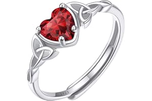 ChicSilver Anillo Celta Mujer Plata con Piedra Corazón de Colores Anillo Ajustable Fino Irlandés Plata de Ley 925 de Buena Suerte para Parejas Piedras de Nacimiento de Cumpleaños