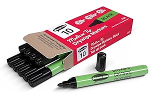Show-me SDP Medium-Tip Drywipe Whiteboard Pens for Schools and Classrooms– Black (10 Pack of Markers)