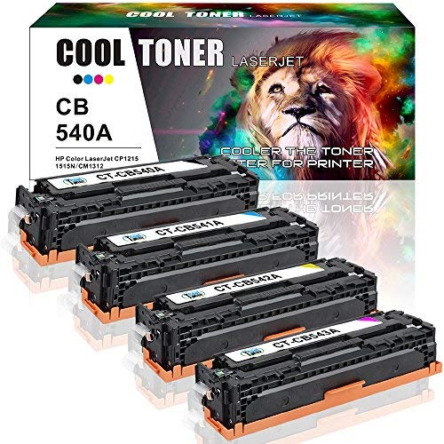 Cool tóner Compatible CB540 A CB541 A CB542 A CB543 A 125 A - Tóner para HP Color Laser Jet CP1215 CP1515 N CP1518NI, CM1312 CM1312nfi, Color 1*Schwarz,1*Cyan,1*Gelb,1*Magenta