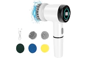 TAICHAEU Elektrische Reinigungsbürste - Spin Scrubber für Bad und Fugen, Fugenreiniger Elektrisch, Electric Cleaning Brush mit Led Anzeige, 5 Bürstenkopf und 2 Modi for für Haushalt, Fliesen, Küche und Reifen