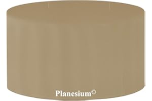 ‎PLANESIUM Planesium Premium Gartentisch rund Gartenmöbel Hülle Abdeckung Schutzhülle Haube Abdeckplane Garnitur wasserdicht atmungsaktiv reißfest 575g/lfm (Ø 75cm x Höhe 75cm, Beige)