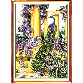YEESAM ART Kit Punto Croce Per Principianti Con Motivo Sirena - Tessuto 11ct 36x46cm, Fili DMC Pre-Ordinati, Istruzioni Incluse