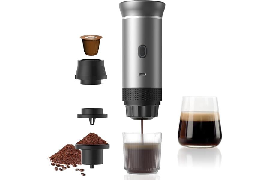 Vunzo Portable Electric Espresso Machine, Self-Heating with USB-C, Mini Capsule Coffee Maker, Travel Coffee Maker, Camping Coffee Maker