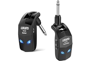 LEKATO 2.4GHz Receptor Transmisor Recargable con 8 Horas Autonomía Guitarra Digital Cable Inalámbrico Bajo Guitarra