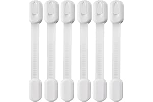 RELEONE Cupboard Locks for Children 6 Pack | Baby Proof Cupboard, Fridge, and Toilet Locks for Children | No Drill Adjustable Locks for Kitchen, Windows, and Doors | Easy Install & Strong Adhesive
