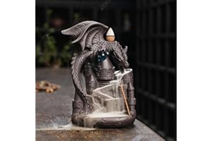 Gelory Dragon Incense Burner Backflow Incense Holder, Ceramic Incense Stick Holder, Handmade Waterfall Incense Burner with 20 Incense Cones and 30 Incense Sticks Aromatherapy Ornament (Dragon)