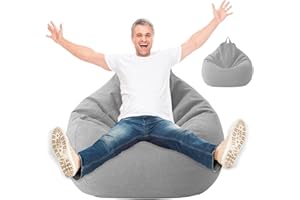 KOWAKA NO Filler Bean Bag Cover, Bean Bag Chair Sofa Cover for Home, Not Filler Bean Bag Covers Bean Bags for Adults & Kids,for Indoor Home Living Room (Grey(cotton line), M(80x90cm))