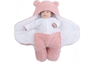 TURMIN Couverture D'Emmaillotage pour Bébé Unisexe, 2.0 Tog Sac de Couchage Nid d'ange Puériculture, Gigoteuse Emmaillotage à Capuche Naissance-Rose-M(3-6 Mois)