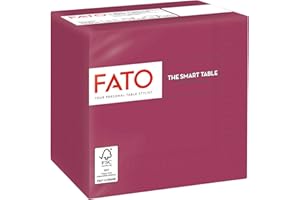 Fato - Jednorazowe serwetki papierowe, idealne do aperitifu i koktajli, opakowanie 100 serwetek, wymiary 24 x 60 złożone w 4, 2 warstwy, bordowy, 100% czysty papier celulozowy, certyfikat FSC