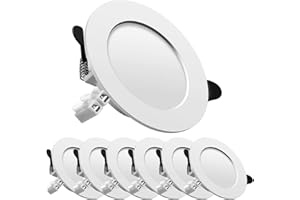 TOFISR LED spot encastré, extra plat, encastré lampe plafonnier plat rond,7W 700lumen equivalent 70W incandescence, AC175-265V, blanc neutre, pour salle de bain, salon, boite de 6
