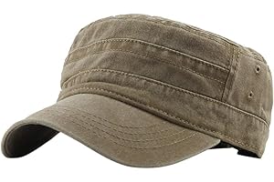 SBYMX Casquettes Militaires en Coton lavé Casquettes de l'armée de Cadet Design Unique Vintage Capuchon Plat - Casquette Militaire extérieure Respirante pour Hommes et Femmes Kaki