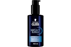 Gliss Night Elixier Aqua Revive (100 ml), hårserum återfuktar normalt till torrt hår under sömnen, hårvård reparerar håret långvarigt