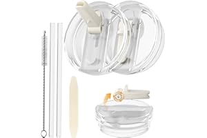 CloudValley [2 Pezzi] Coperchio per Stanley Quencher 40 oz, Coperchi in PC Antigoccia Accessori, Cup Lid con Cannuccia Pieghevole [Rimovibili e Facile da Pulire] Riutilizzabili e Antiperdita, bianco