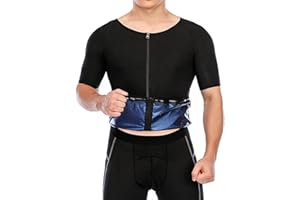 VORCY Mens Sweat Sauna Shirt Workout Training Body Shaper Waist Trainer Zipper Vest for Weight Loss